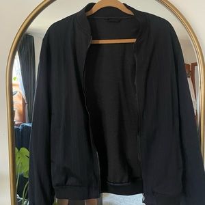 Small Men’s blue striped Zara bomber jacket